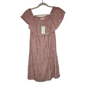NWT No Comment Light Pink Shiny Mini Dress Size Medium